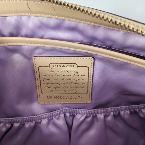 Coach Addison Spectacular Handcrafted Beige Leather Satchel Tote Shoulder Bag - Picture 7 of 14